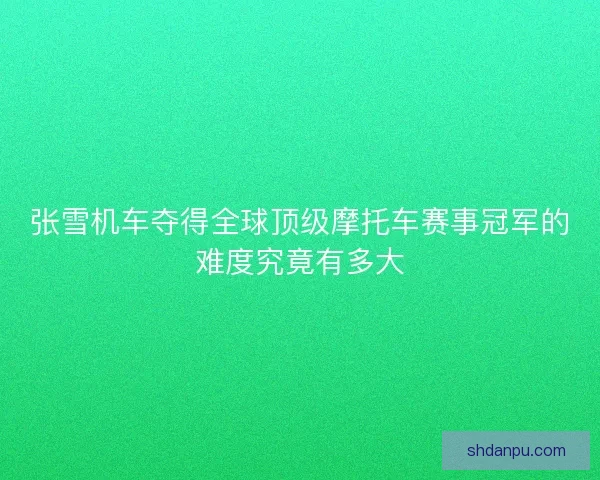 张雪机车夺得全球顶级摩托车赛事冠军的难度究竟有多大