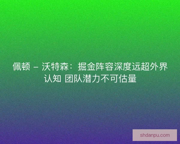 佩顿 - 沃特森：掘金阵容深度远超外界认知 团队潜力不可估量
