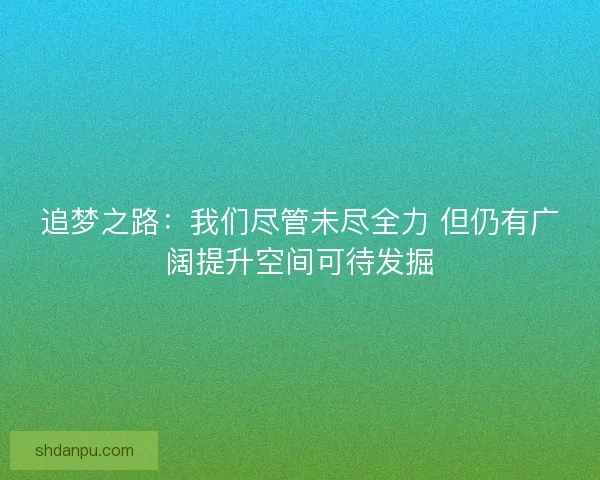 追梦之路：我们尽管未尽全力 但仍有广阔提升空间可待发掘
